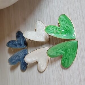 ENAMEL SWIRL HEART STATEMENT EARRINGS, Choice Of Color